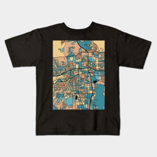 Reno Map Pattern in Mid Century Pastel Kids T-Shirt